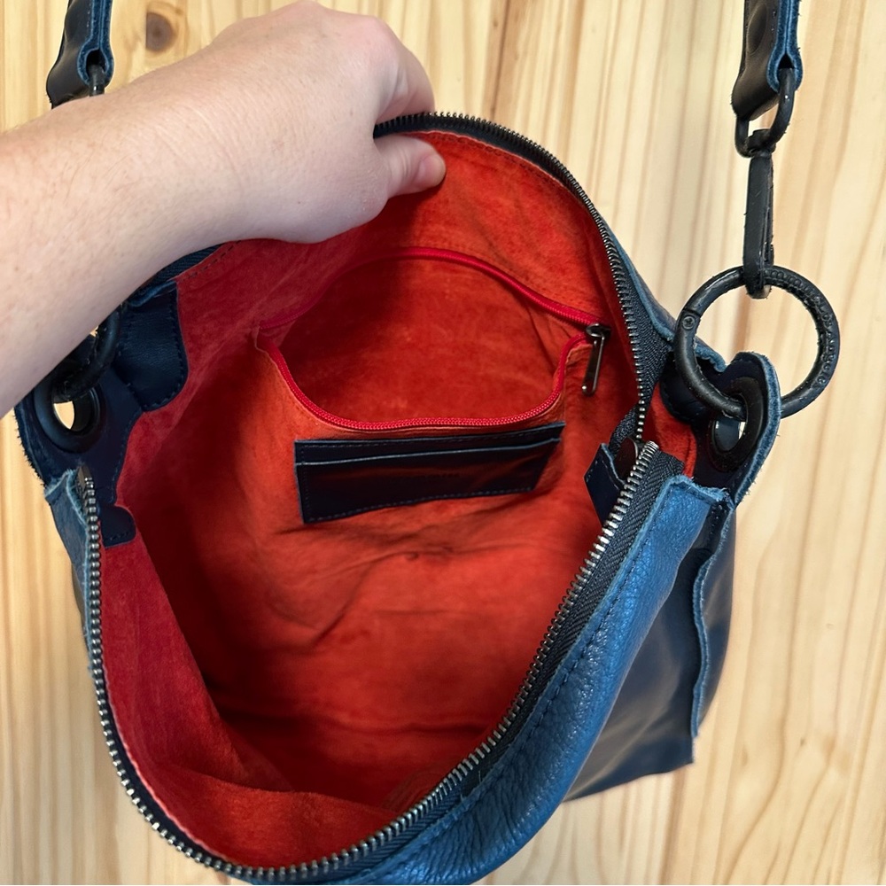 Hammitt Los Angeles Andrew Crossbody Shoulder Bag - blue pebbled leather NICE - Picture 7 of 14